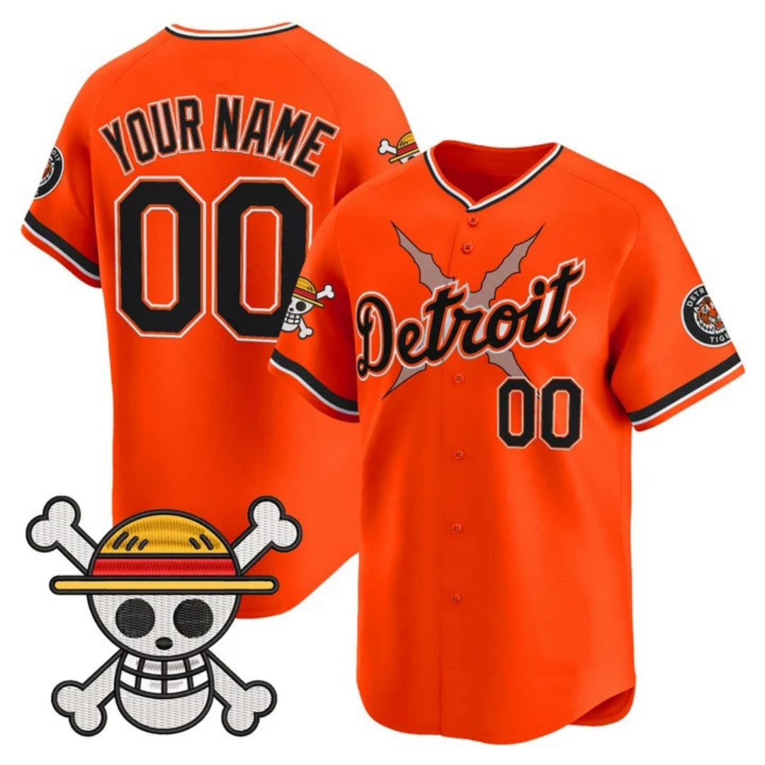 Custom Detroit Tigers x One Piece Orange Vapor Premier Limited Jersey - Stitched Baseball Jersey - Main View