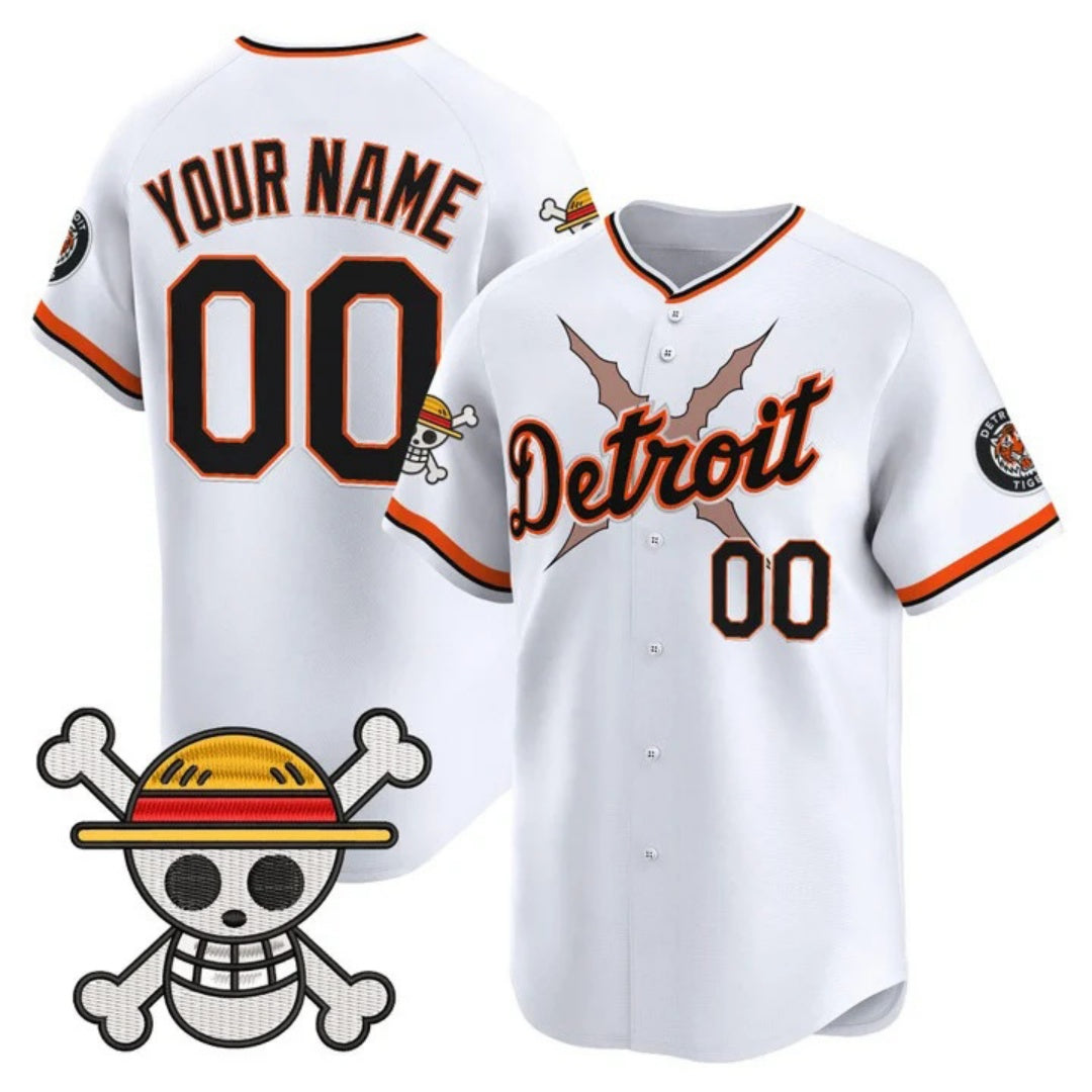 Custom Detroit Tigers x One Piece White Vapor Premier Limited Jersey - Stitched Baseball Jersey - Main View