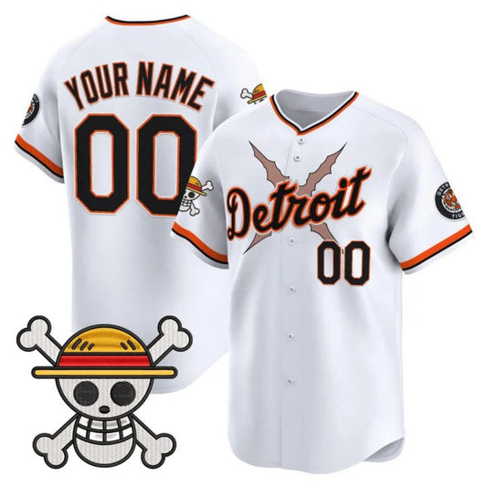 Custom Detroit Tigers x One Piece White Vapor Premier Limited Jersey - Stitched Baseball Jersey - Main View