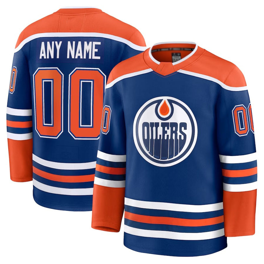 Custom E.Oilers Fanatics Home Premium Jersey - Royal Stitched American Hockey Jerseys - Main View