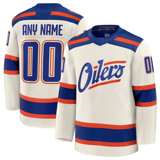 Custom E.Oilers Light Beige Alternate Stitched American Hockey Jerseys - Main View
