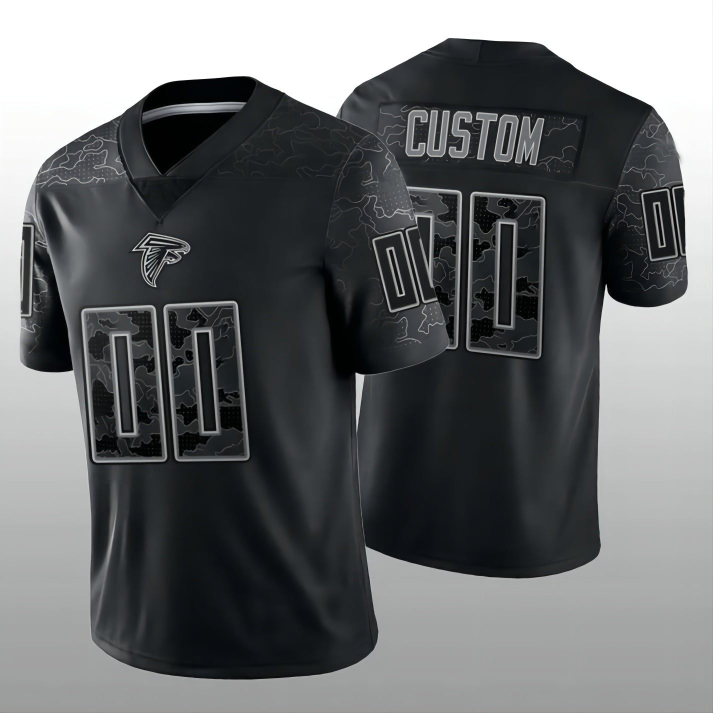 Custom A.Falcons Football Jerseys Stitched Black RFLCTV Limited Jersey American Jerseys - Main View