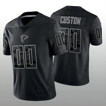 Custom A.Falcons Football Jerseys Stitched Black RFLCTV Limited Jersey American Jerseys - Main View