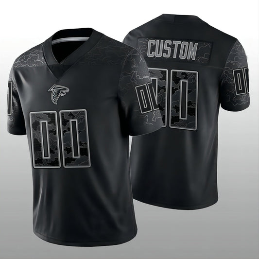 Custom A.Falcons Football Jerseys Stitched Black RFLCTV Limited Jersey American Jerseys - Main View