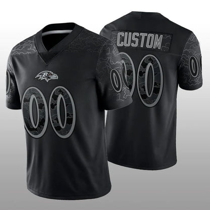 Custom B.Ravens Football Stitched Black RFLCTV Limited Jersey Football Jerseys - Main View