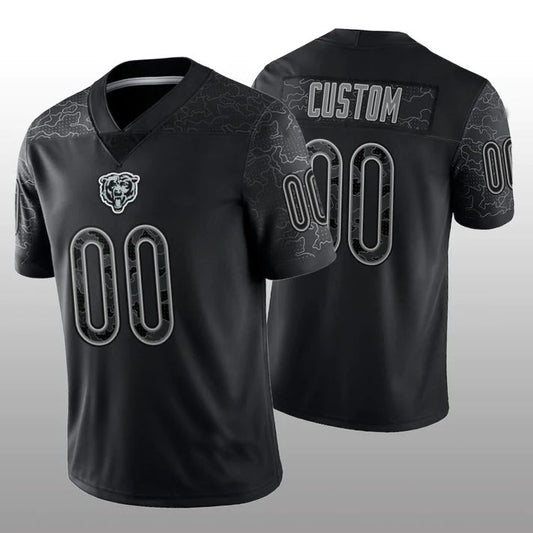 Custom C.Bears Football Stitched Black RFLCTV Limited Jersey Stitched Jersey Football Jerseys - Main View