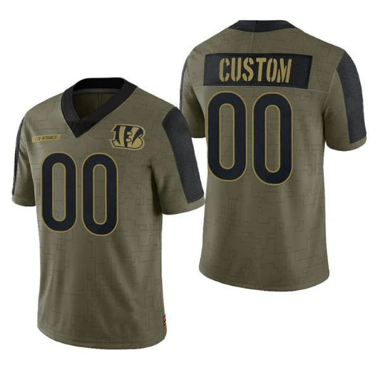 Custom C.Bengals Olive 2021 Salute To Service Limited Jersey Name And Number Size S to 6XL Christmas Birthday Gift American Stitched Football Jerseys - Main View