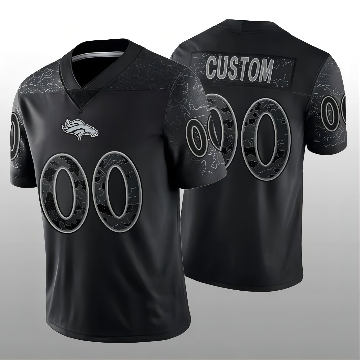 Custom D.Broncos Black RFLCTV Limited Jersey Stitched Jersey  American Football Jerseys - Main View