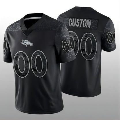 Custom D.Broncos Black RFLCTV Limited Jersey Stitched Jersey  American Football Jerseys - Main View