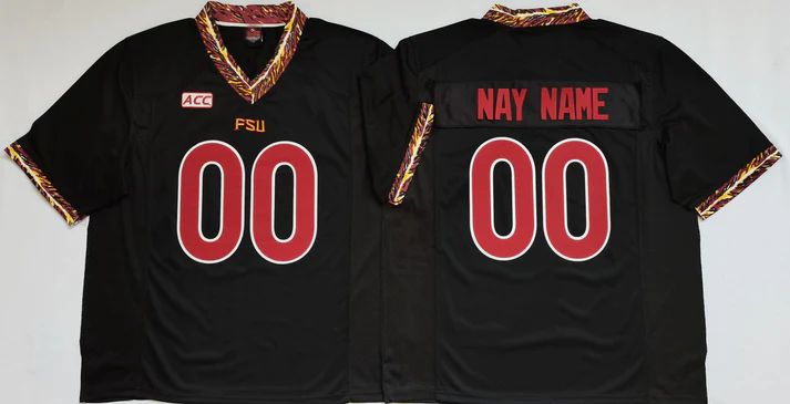 Custom Florida State Seminoles Black Jersey Mens Youth Women Short Sleeve College Jerseys Stitched American Football Jerseys - Main View