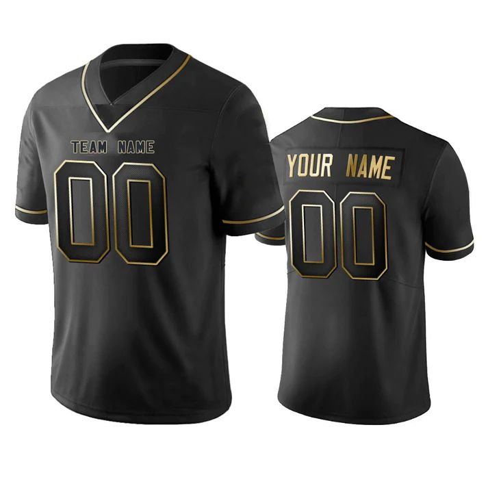 Custom LA.Rams Any Team and Number and Name Black Golden Edition American Jerseys Stitched Jersey Football Jerseys - Main View