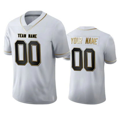 Custom C.Panthers Any Team and Number and Name White Golden Edition American Jerseys Stitched Jersey Football Jerseys - Main View