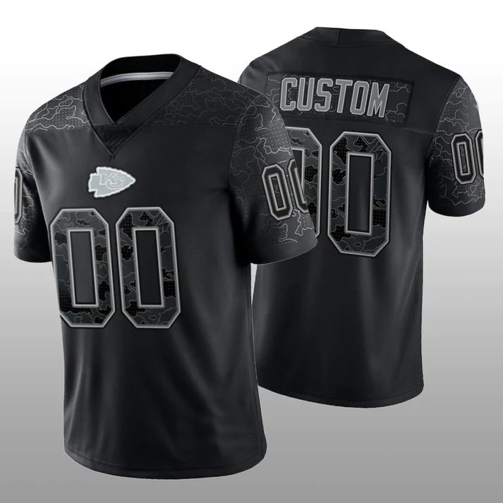 Custom KC.Chiefs Black RFLCTV Limited Jersey American Jerseys Stitched Jersey Football Jerseys - Main View