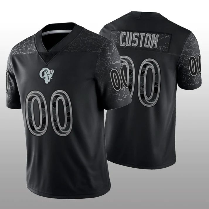 Custom LA.Rams Black RFLCTV Limited Jersey Stitched Jersey Football Jersey - Main View