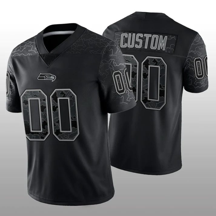 Custom S.Seahawks Seattle Seahawks Stitched Black RFLCTV Limited Jersey American Jerseys American Stitched Football Jerseys - Main View