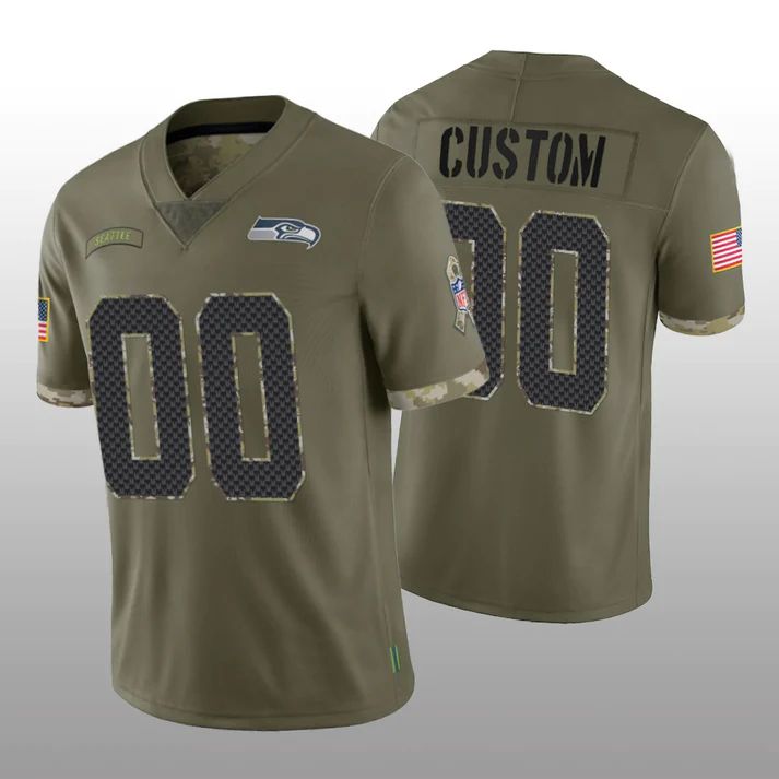 Custom S.Seahawks Stitched Olive 2022 Salute To Service Limited Jersey American Jerseys Stitched Football Jerseys - Main View