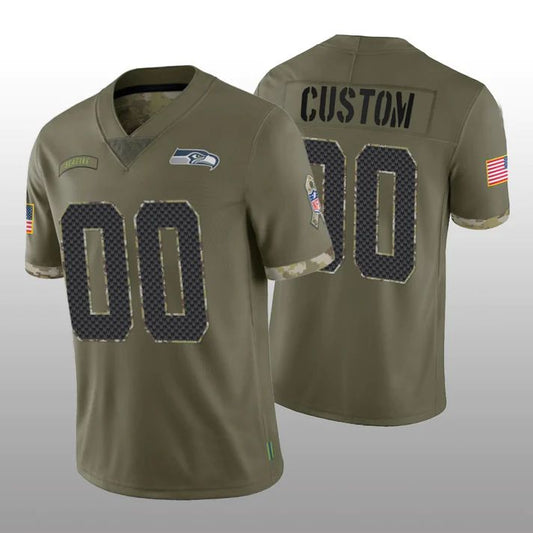 Custom S.Seahawks Stitched Olive 2022 Salute To Service Limited Jersey American Jerseys Stitched Football Jerseys - Main View