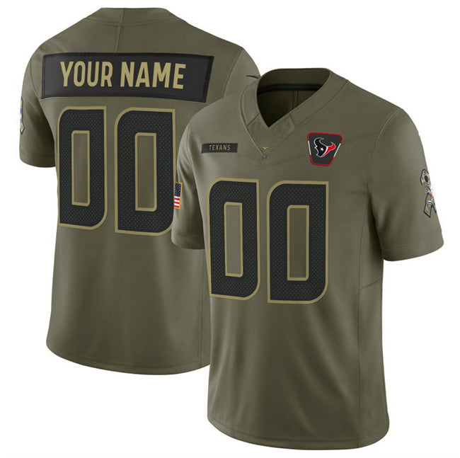 Custom H.Texans Active Player Olive 2025 F.U.S.E. Salute to Service Stitched Football Jersey - Main View