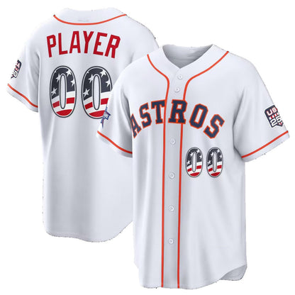 Custom Houston Astros 2026 All-Star Edition Stars & Stripes White Stadium Pick-A-Player Baseball Jersey - Main View