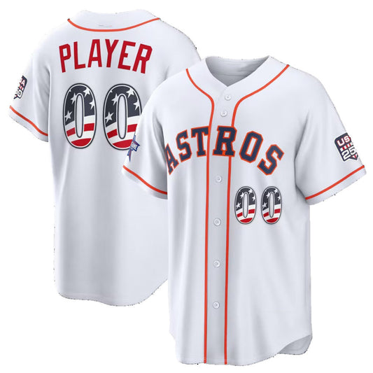 Custom Houston Astros 2026 All-Star Edition Stars & Stripes White Stadium Pick-A-Player Baseball Jersey - Main View