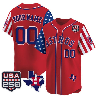 Custom Houston Astros America 250 Edition Vapor Premier Limited Red Stitched Baseball Jersey - Main View