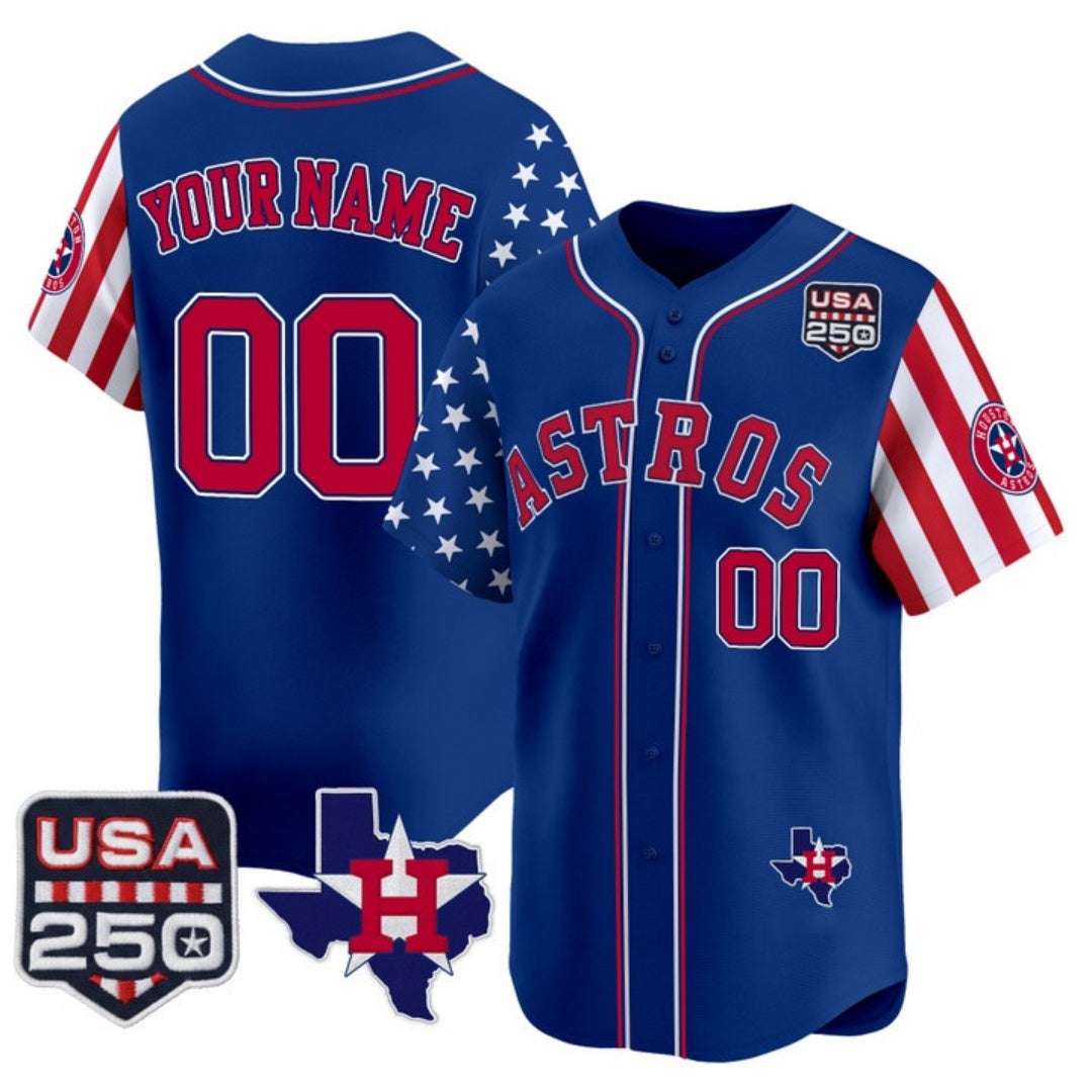 Custom Houston Astros America 250 Edition Vapor Premier Limited Royal Stitched Baseball Jersey - Main View