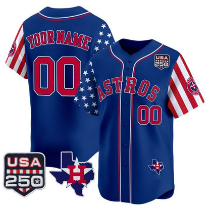 Custom Houston Astros America 250 Edition Vapor Premier Limited Royal Stitched Baseball Jersey - Main View