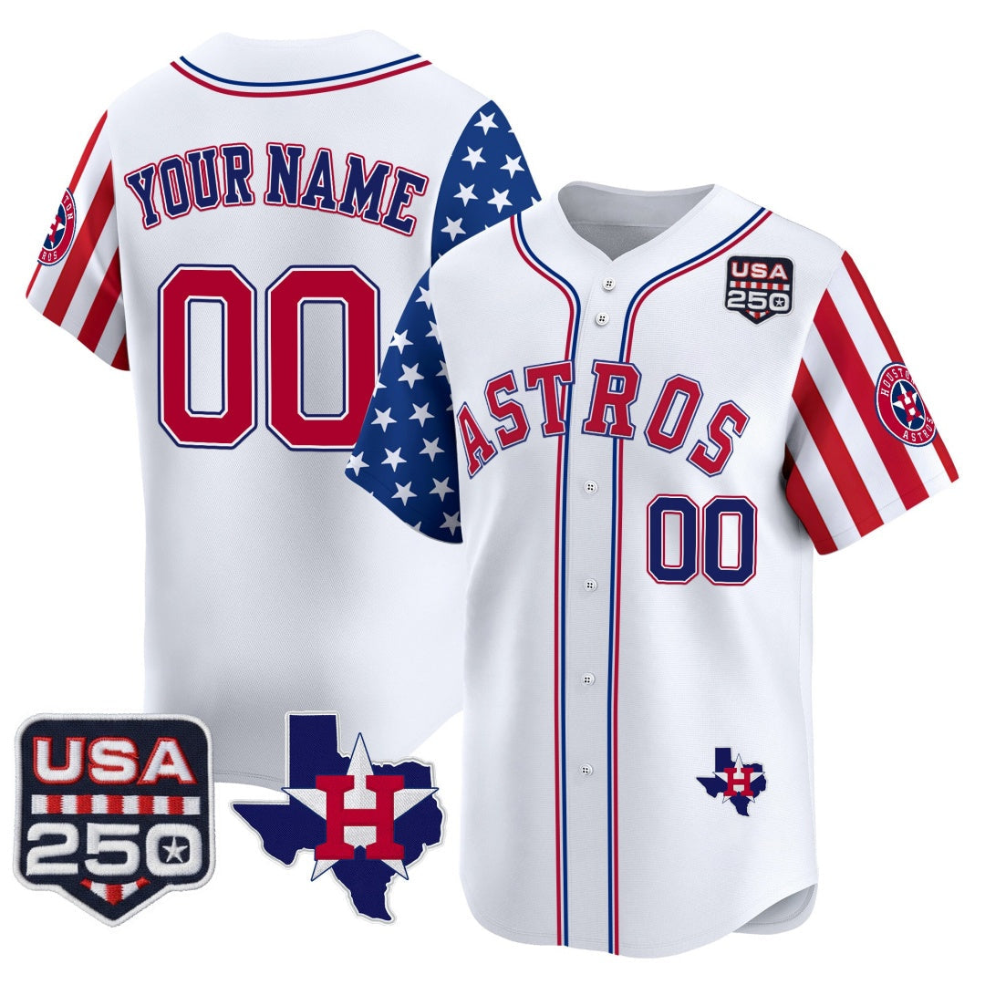 Custom Houston Astros America 250 Edition Vapor Premier Limited White Stitched Baseball Jersey - Main View