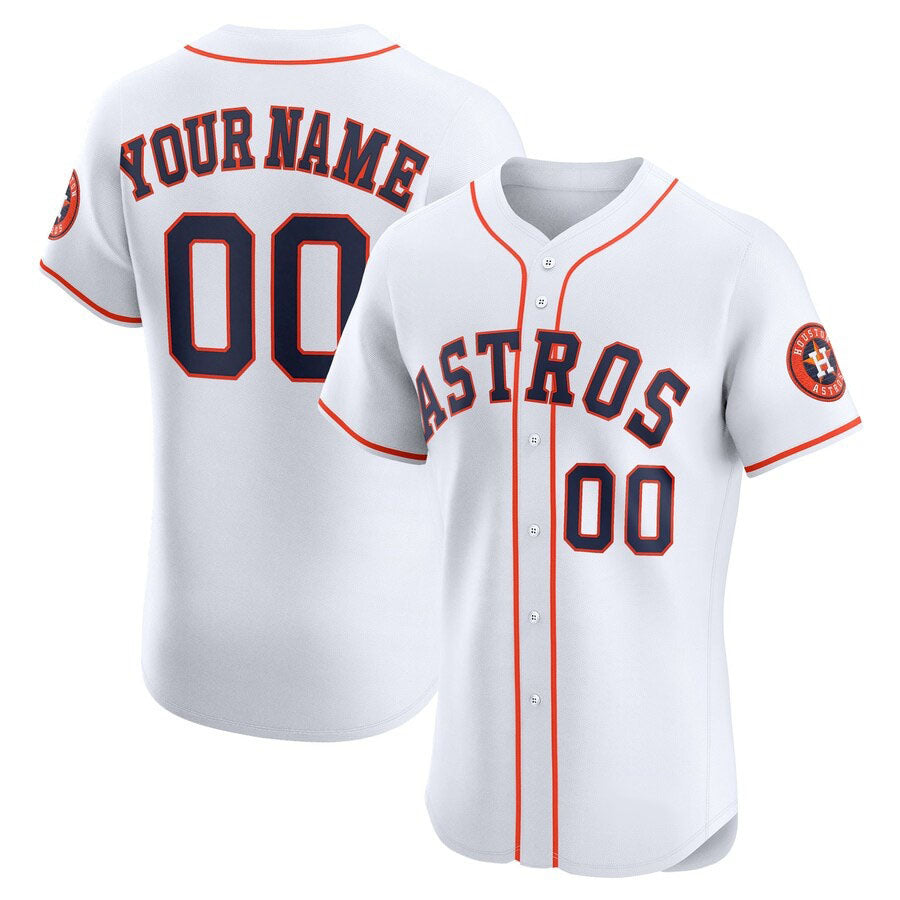 Custom Houston Astros Home Elite Jersey – White Stitched Baseball Jersey - Main View