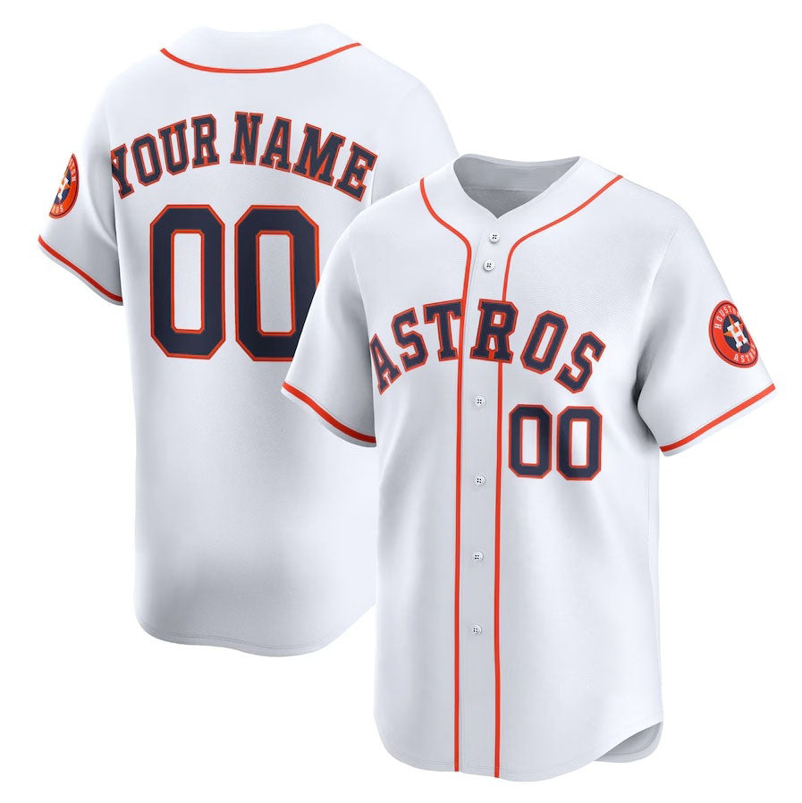 Custom Houston Astros Home Limited Jersey - White Stitched Baseball Jersey - Main View