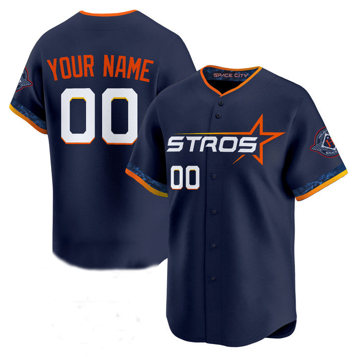 Custom Houston Astros Navy 2025 City Connect Limited Stitched Baseball Jersey - Main View