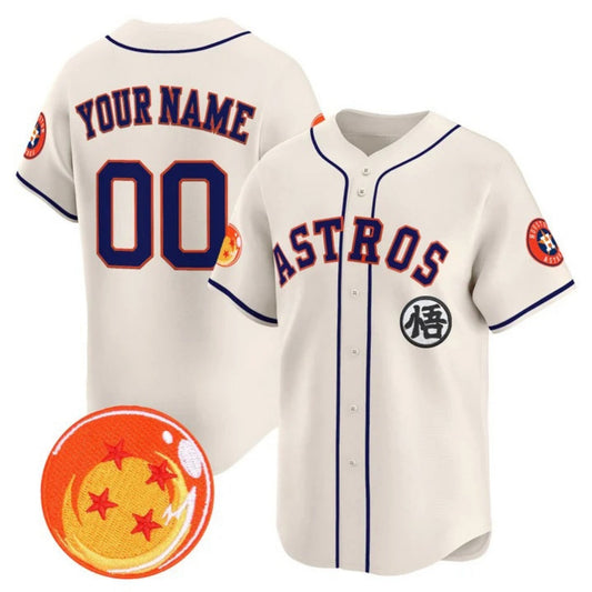 Custom Houston Astros x Dragon Ball Cream Vapor Premier Limited Jersey - All Stitched Baseball Jersey - Main View