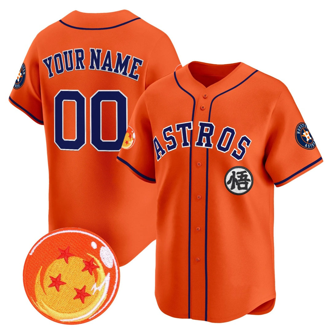 Custom Houston Astros x Dragon Ball Orange Vapor Premier Limited Jersey - All Stitched Baseball Jersey - Main View