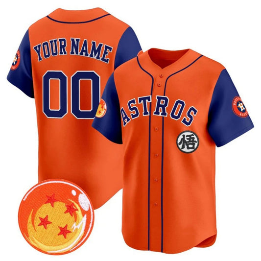 Custom Houston Astros x Dragon Ball Royal Orange Vapor Premier Limited Jersey - All Stitched Baseball Jersey - Main View