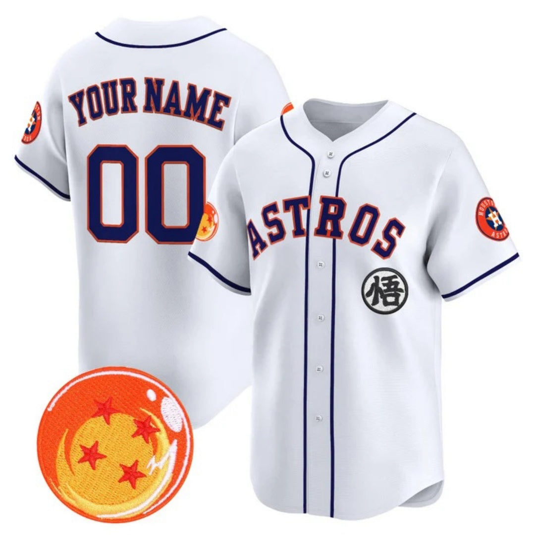 Custom Houston Astros x Dragon Ball White Vapor Premier Limited Jersey - All Stitched Baseball Jersey - Main View