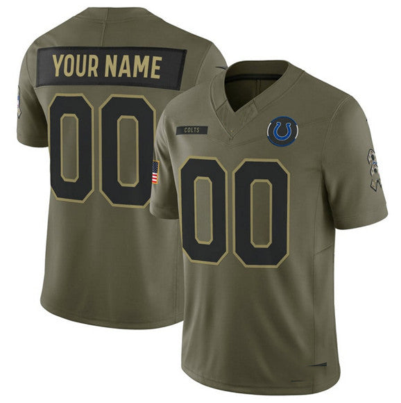 Custom IN.Colts Active Player Olive 2025 F.U.S.E. Salute to Service Limited Football Stitched Jersey - Main View