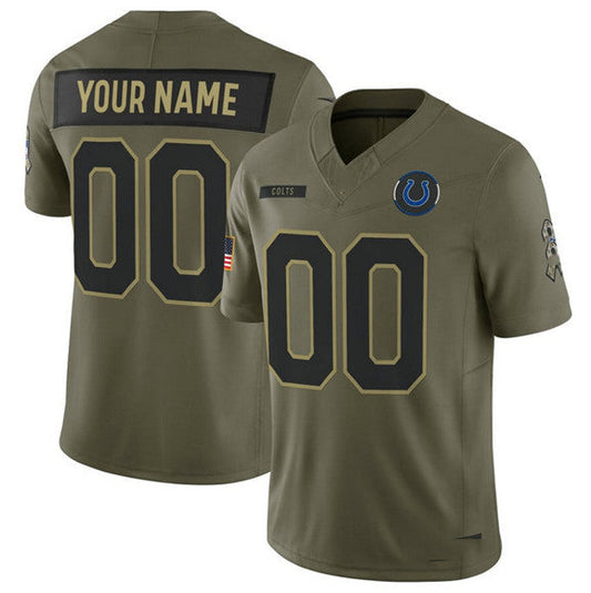Custom IN.Colts Active Player Olive 2025 F.U.S.E. Salute to Service Limited Football Stitched Jersey - Main View