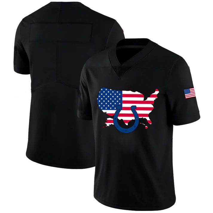 Custom IN.Colts Football Black Limited Fashion Flag Stitched American Football Jerseys - Main View