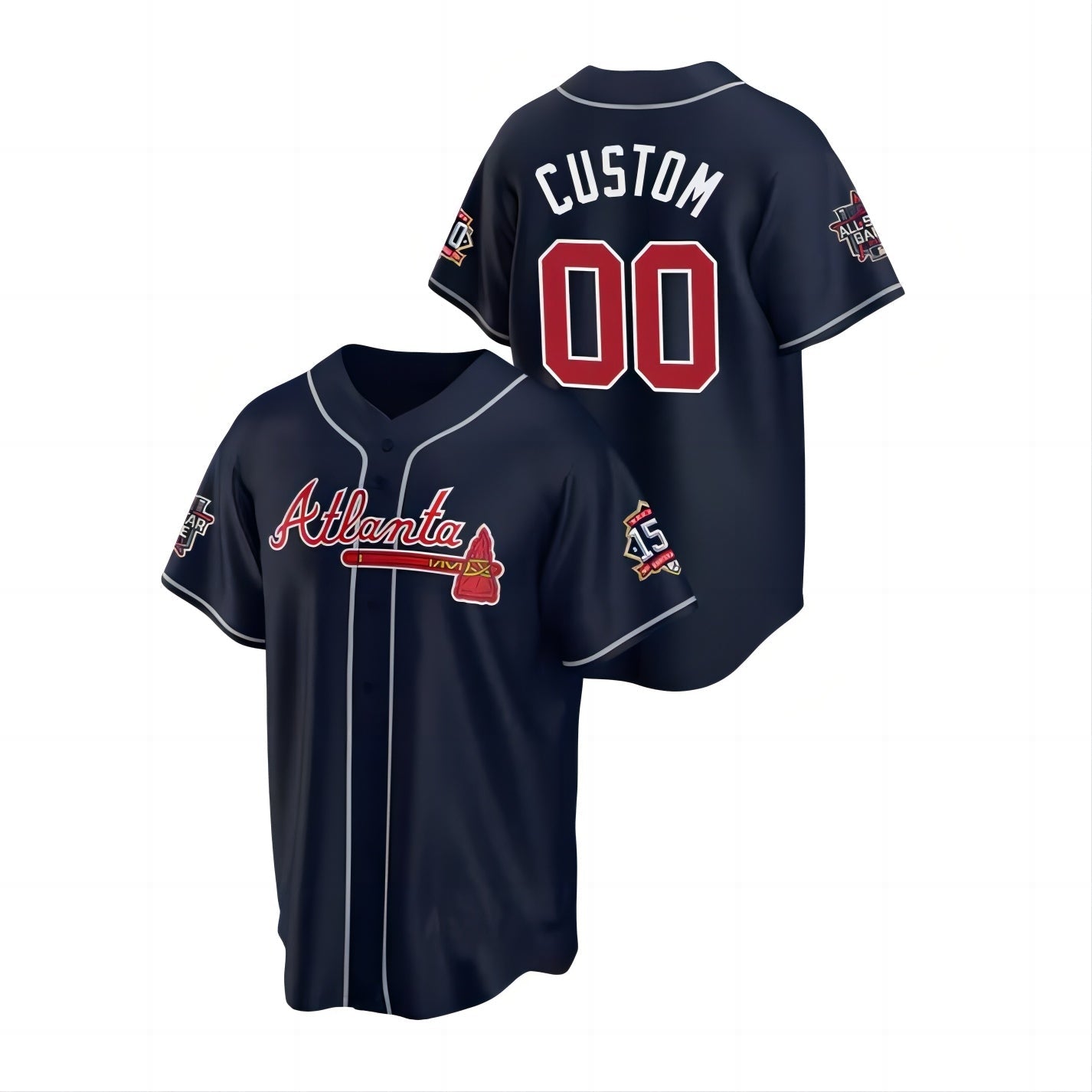 Custom Atlanta Braves Navy Men Youth Women Stitched Team Name Number Birthday gift All Star 150th Stitched Jersey Baseball Jersey - Main View