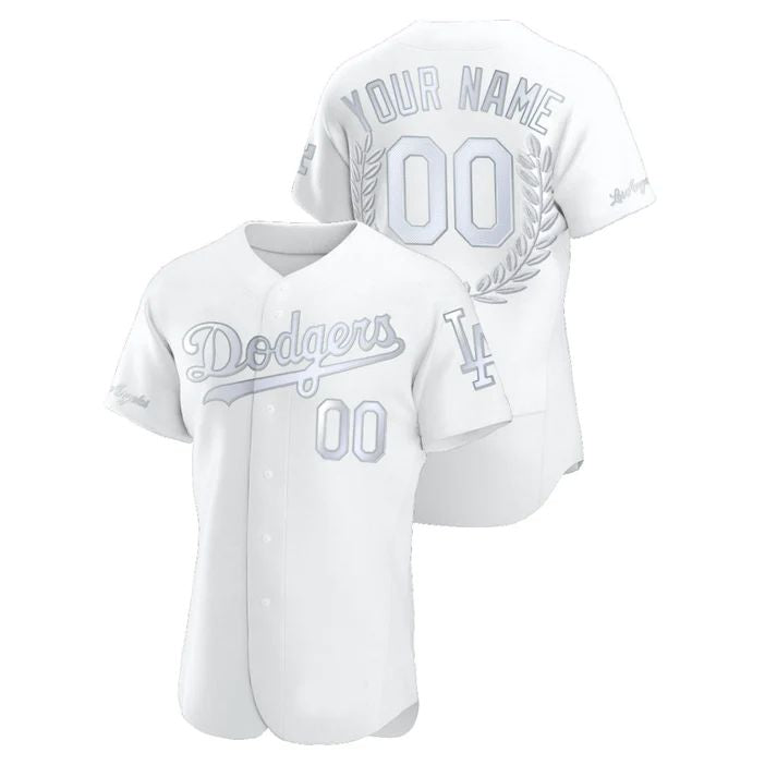 Baseball Jerseys Custom Los Angeles Dodgers White Award Collection Stitched Jersey - Main View
