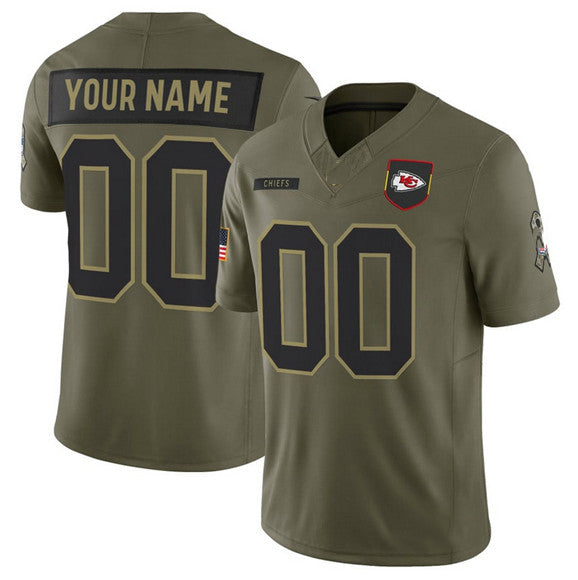 Custom KC.Chiefs Active Player Olive 2025 F.U.S.E. Salute to Service Limited Football Stitched Jersey - Main View