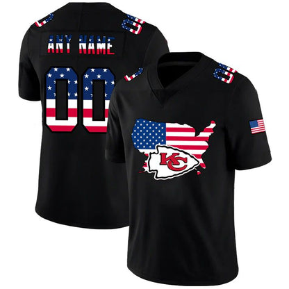 Custom KC.Chiefs Black Limited Fashion Flag American Jerseys Stitched Jersey Football Jerseys - Main View