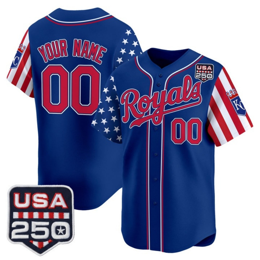 Custom Kansas City Royals America 250 Edition Vapor Premier Limited Royal Stitched Baseball Jersey - Main View