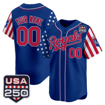 Custom Kansas City Royals America 250 Edition Vapor Premier Limited Royal Stitched Baseball Jersey - Main View