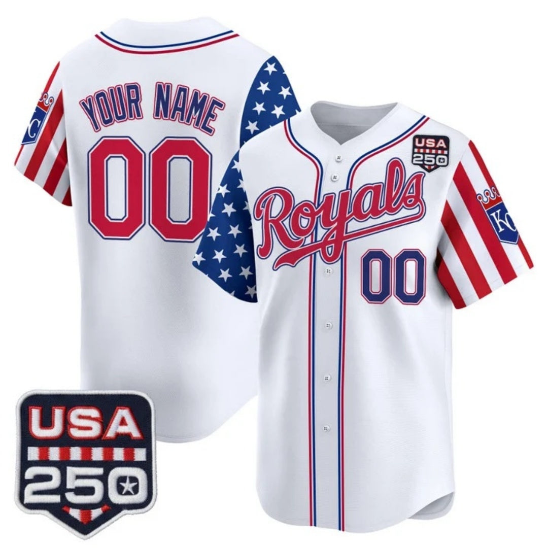 Custom Kansas City Royals America 250 Edition Vapor Premier Limited White  Stitched Baseball Jersey - Main View