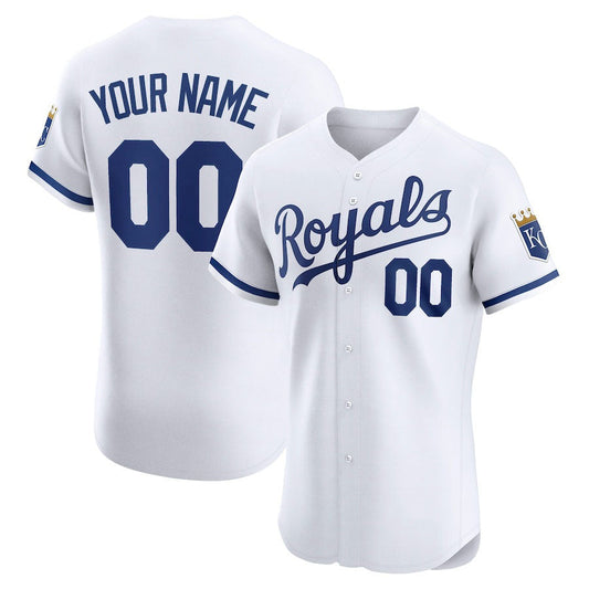 Custom Kansas City Royals Home Elite Jersey – White Stitched Baseball Jersey - Main View