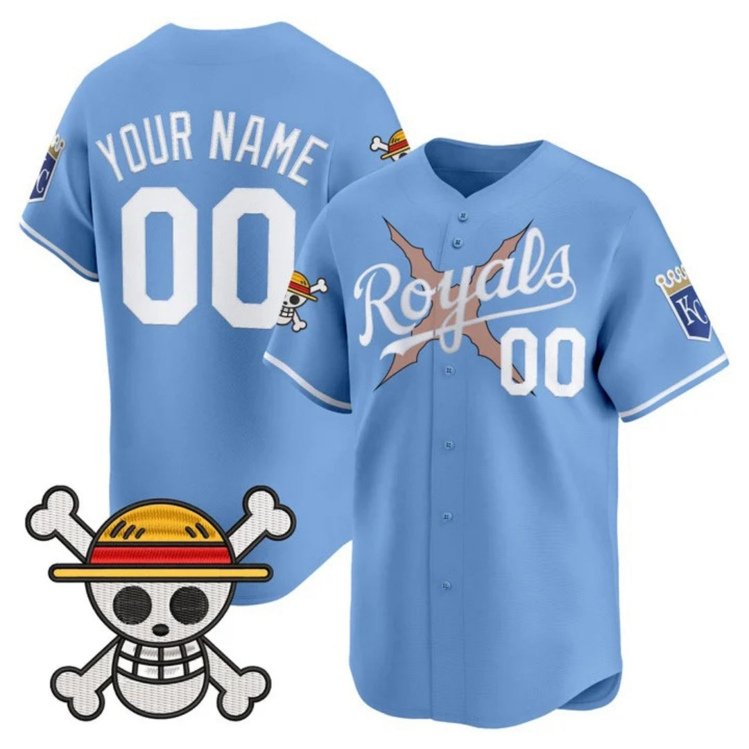 Custom Kansas City Royals x One Piece Blue Vapor Premier Limited Jersey - Stitched Baseball Jersey - Main View