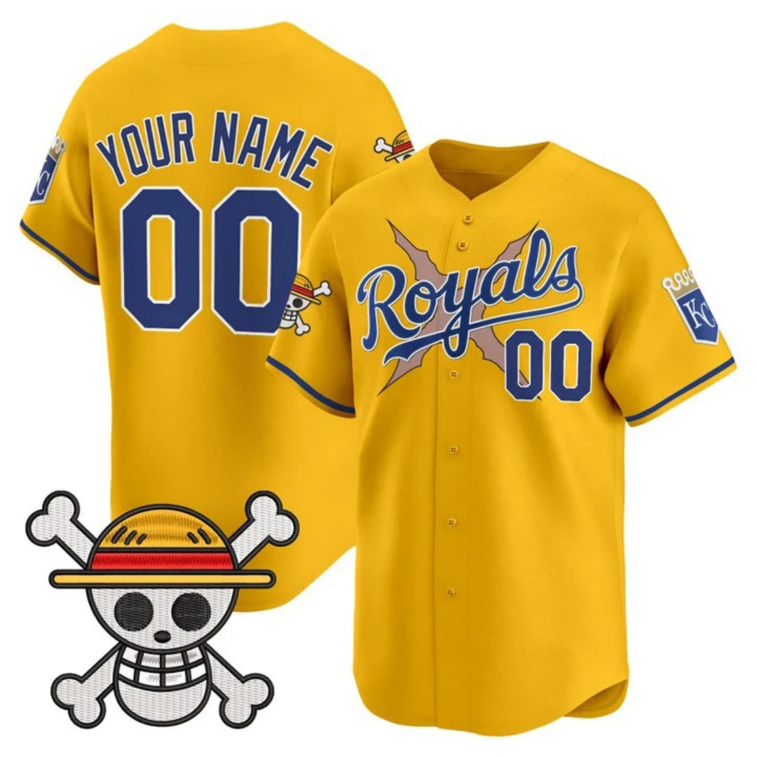 Custom Kansas City Royals x One Piece Gold Vapor Premier Limited Jersey - Stitched Baseball Jersey - Main View