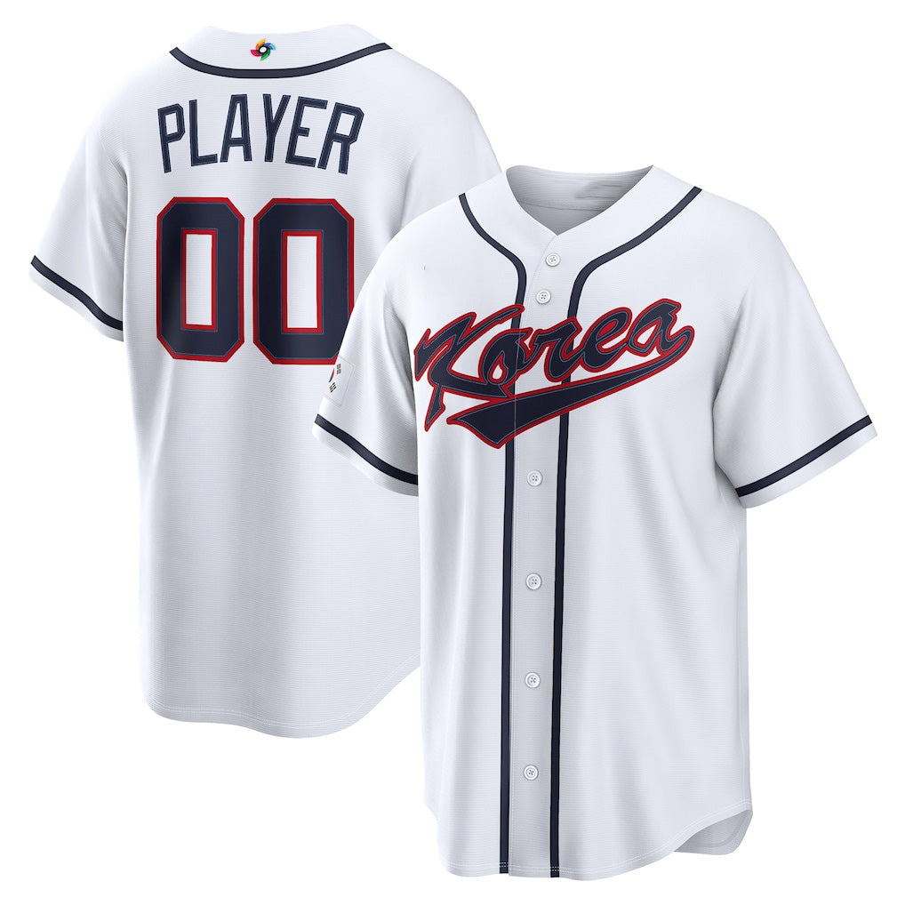 Custom Korea Baseball 2026 World Baseball Classic Home Pick-A-Player Jersey - White Baseball Jersey Tailgate Goods - Main View