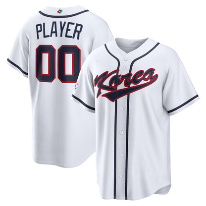 Custom Korea Baseball 2026 World Baseball Classic Home Pick-A-Player Jersey - White Baseball Jersey Tailgate Goods - Main View